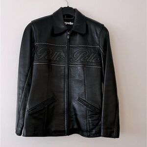 LEATHER vintage Pelle Pelle coat with a moto vibe